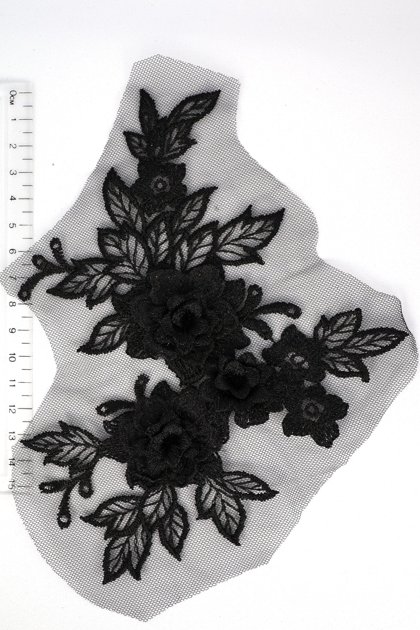 Black - Daria 3D Flower Lace Applique
