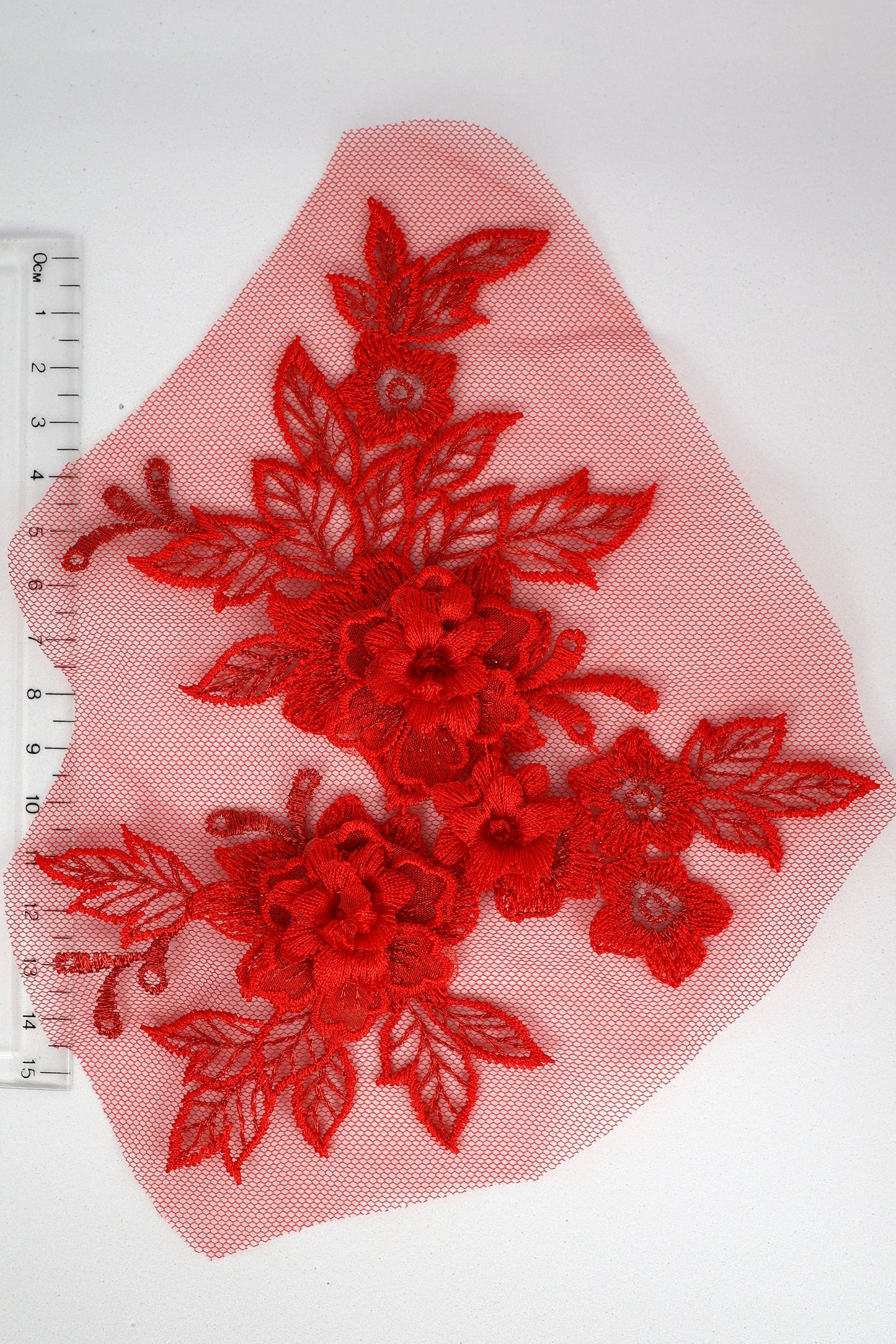 Red - Daria 3D Flower Lace Applique
