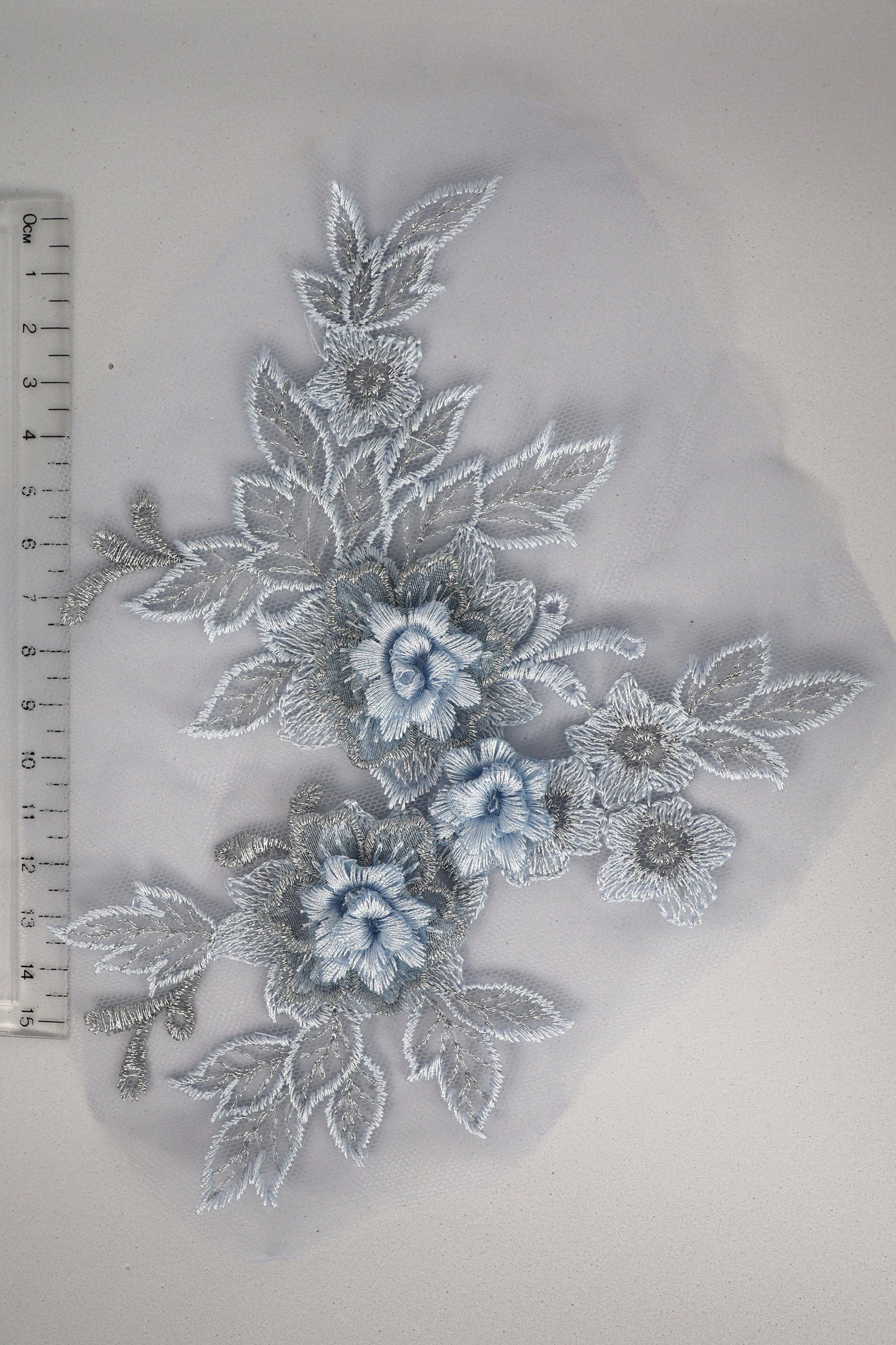 Grey Blue - Daria 3D Flower Lace Applique