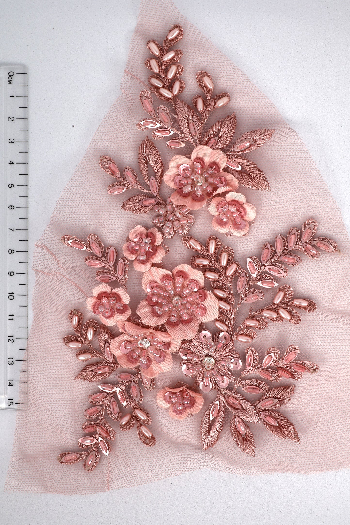 Dusty Pink - Sylvia Beaded Floral Lace Applique