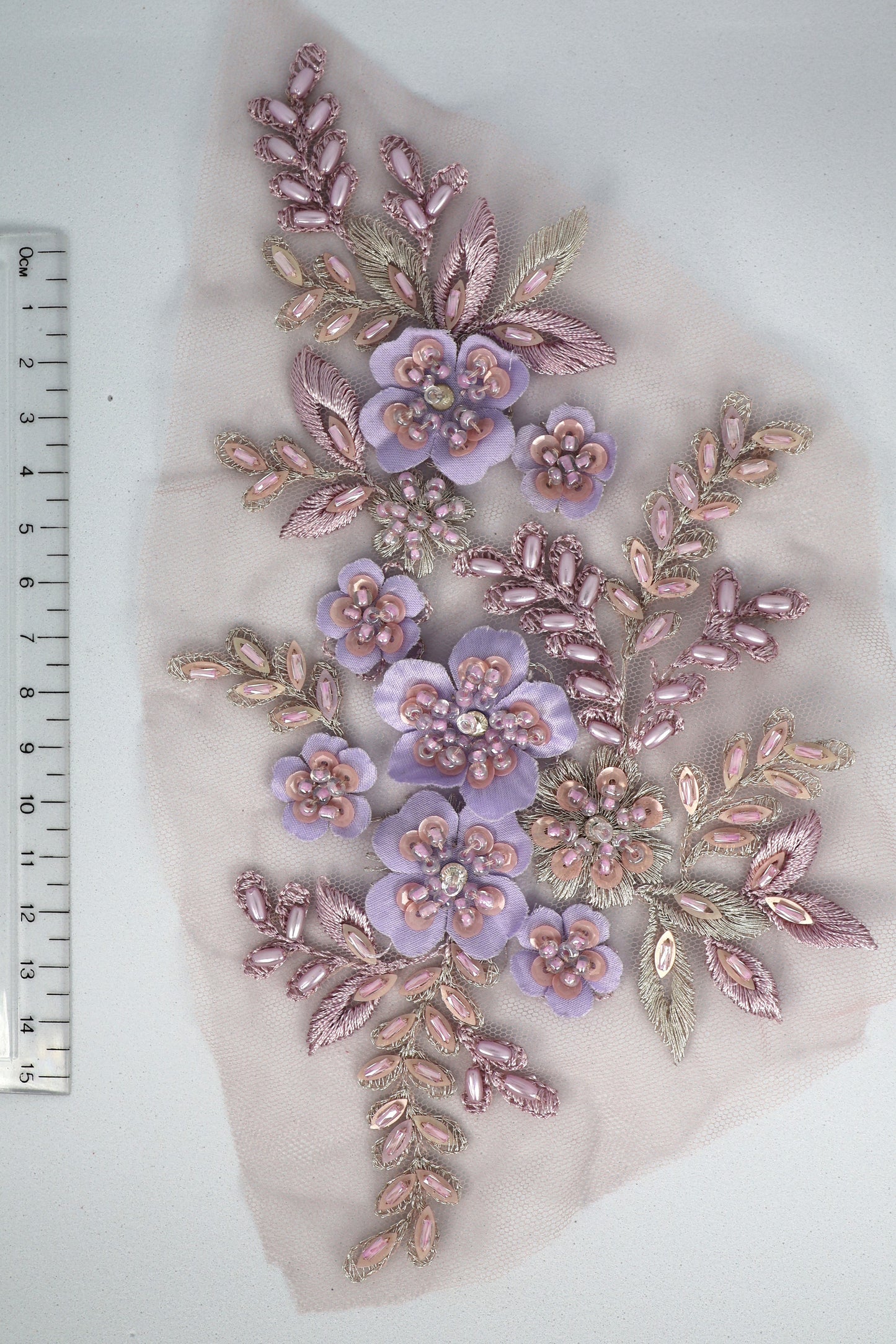 Lavender - Sylvia Beaded Floral Lace Applique