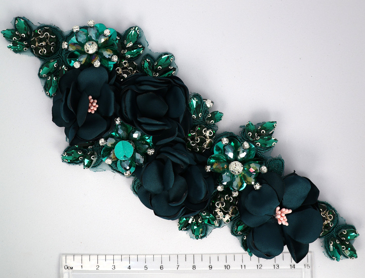 Dark Green - Odessa 3D Beaded Floral Applique