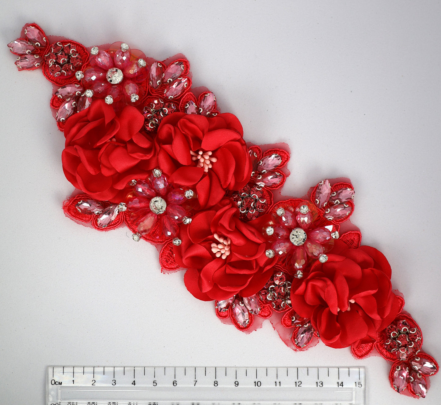 Fuschia - Odessa 3D Beaded Floral Applique