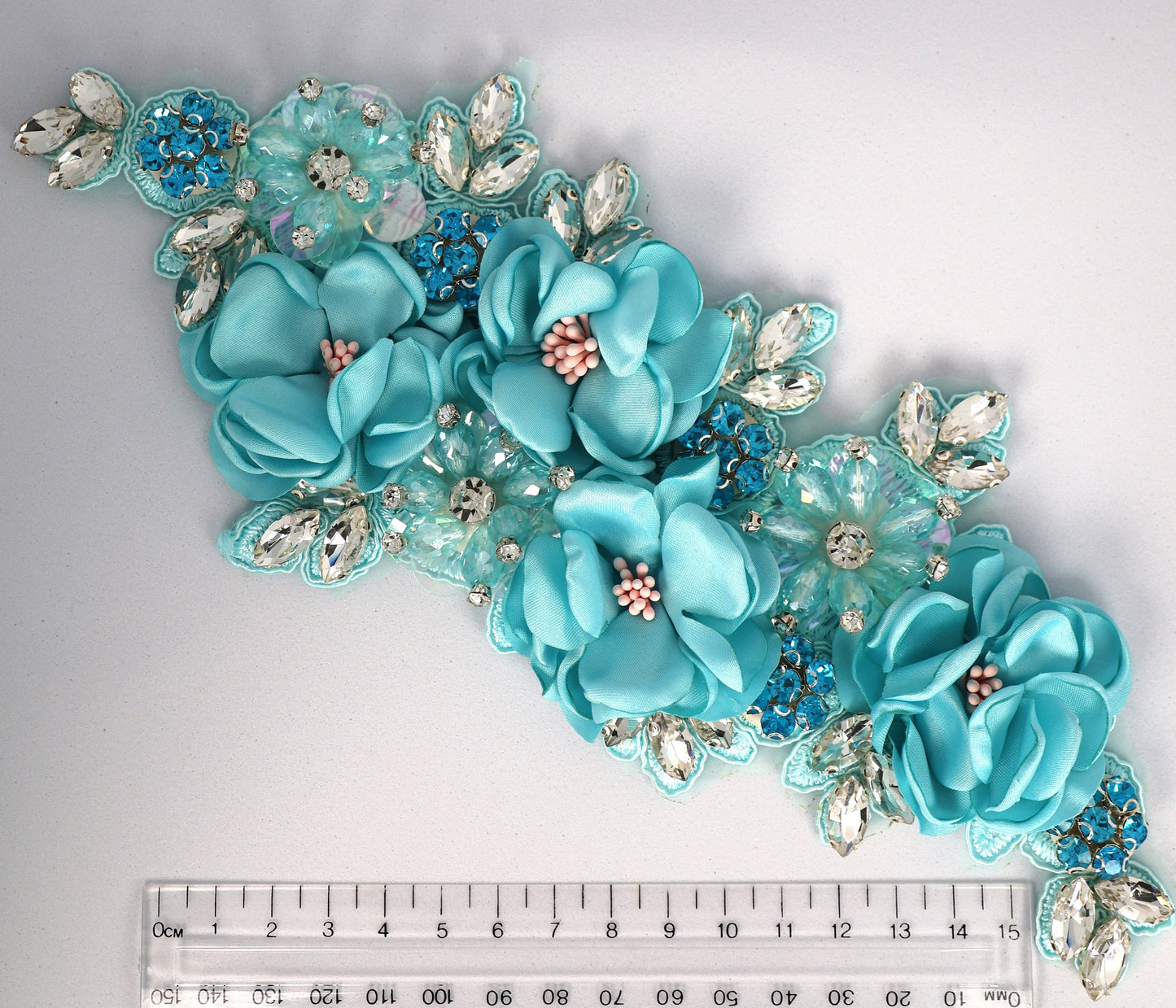 Lake Blue - Odessa 3D Beaded Floral Applique