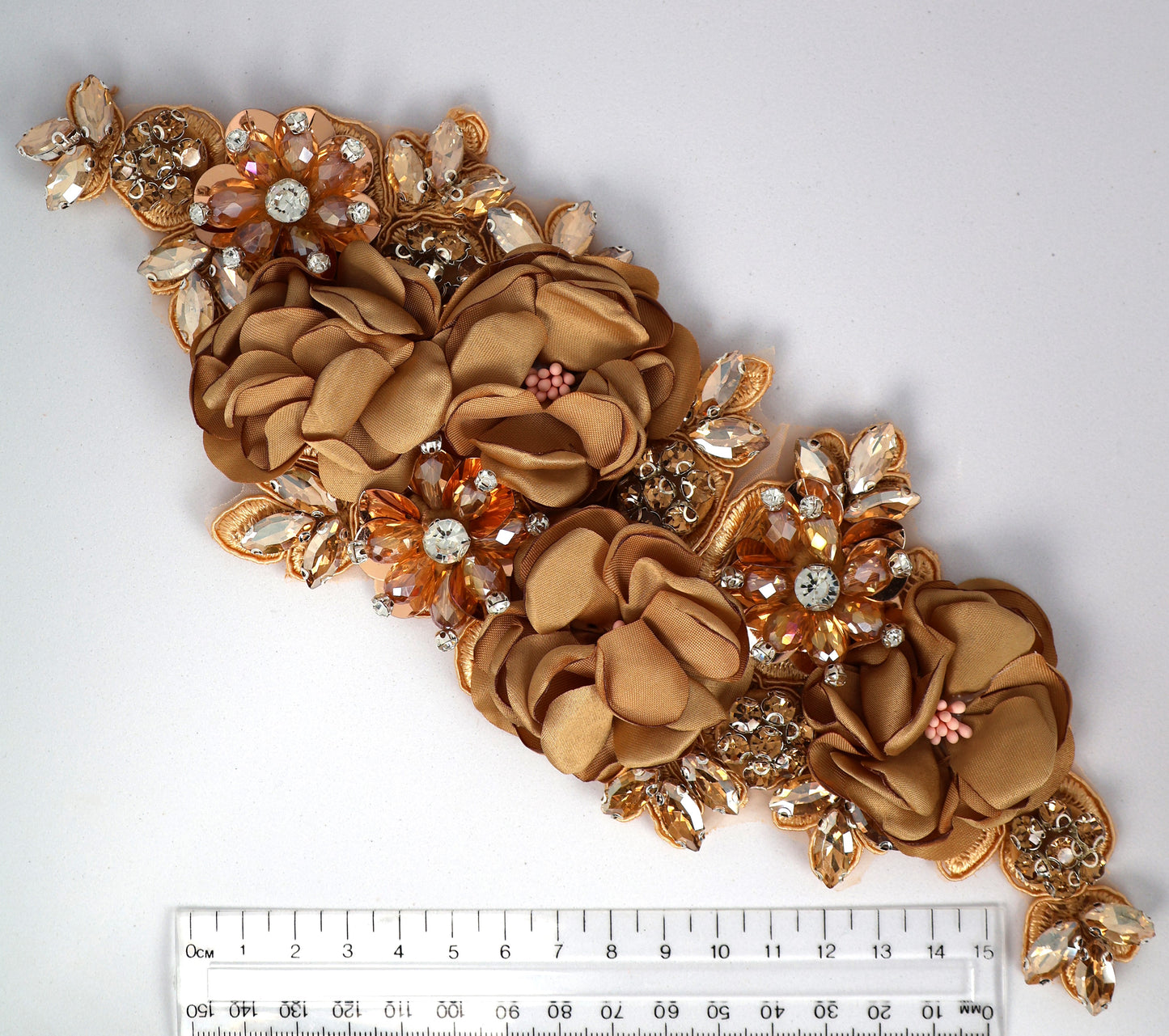 Light Gold - Odessa 3D Beaded Floral Applique