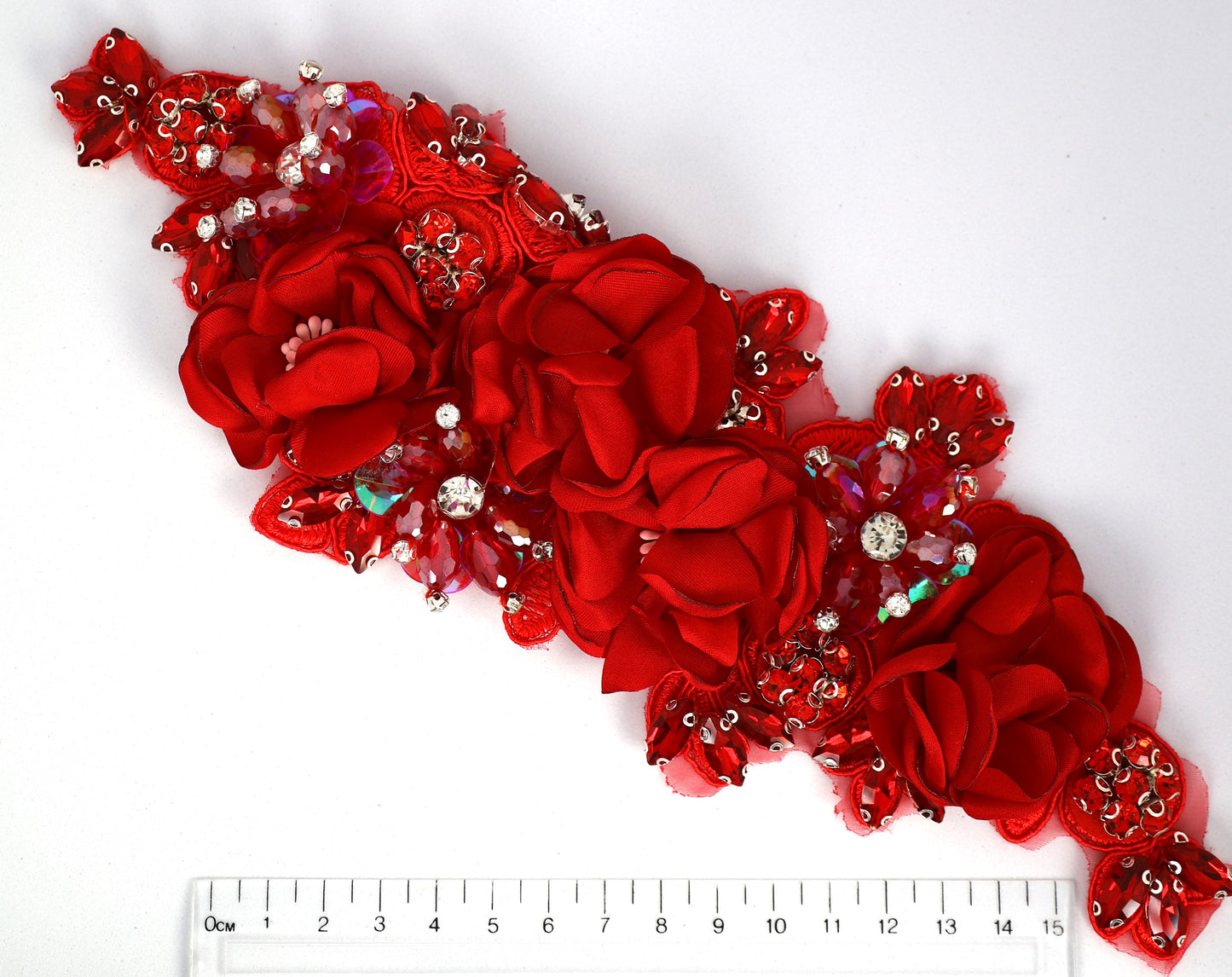 Red - Odessa 3D Beaded Floral Applique