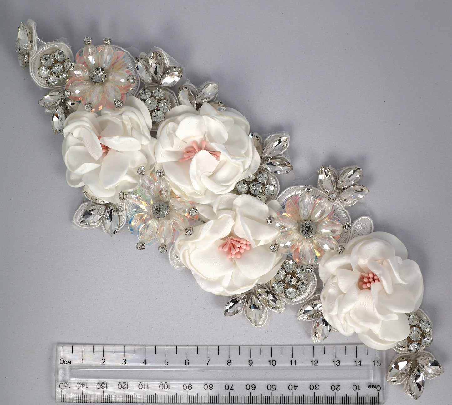 White - Odessa 3D Beaded Floral Applique