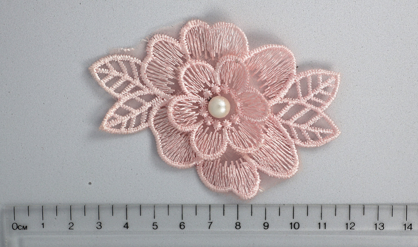Pink - Sophia Embroided Lace Flower Applique
