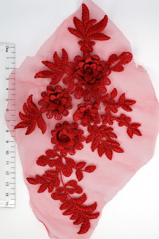 Burgundy - Grace 3D Flower Lace Applique