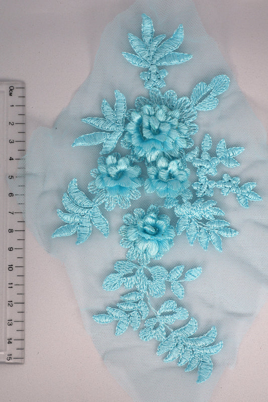 Ice Blue - Grace 3D Flower Lace Applique