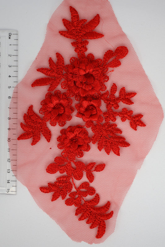 Red - Grace 3D Flower Lace Applique