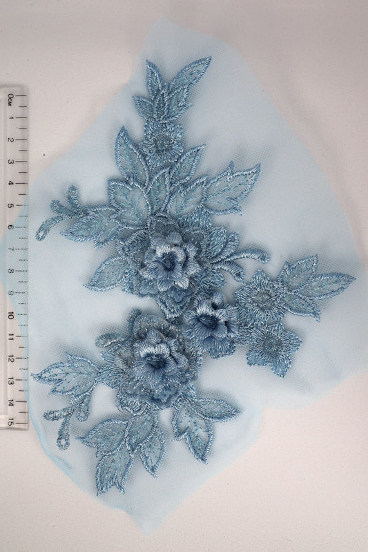 Blue - Daria 3D Flower Lace Applique