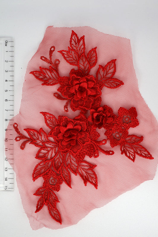 Dark Red - Daria 3D Flower Lace Applique