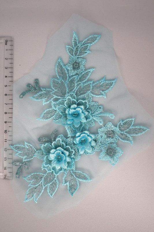 Lake Blue - Daria 3D Flower Lace Applique