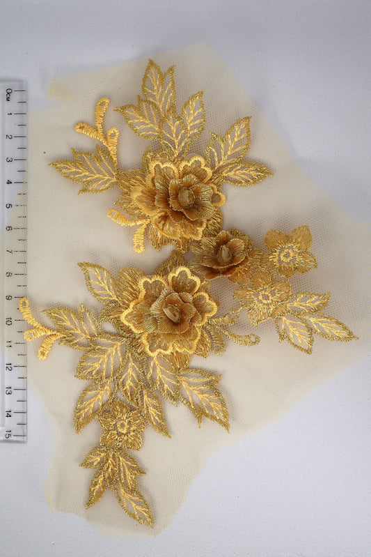 Light Gold - Daria 3D Flower Lace Applique