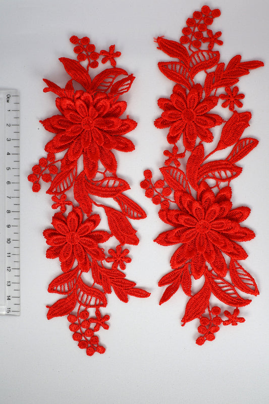 Red - Josie 3D Flower Lace Applique