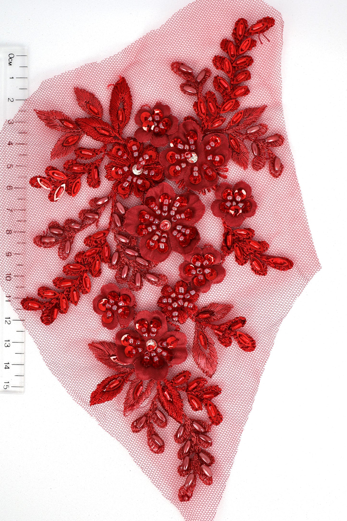 Wine Red - Sylvia Beaded Floral Lace Applique
