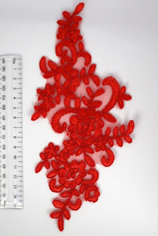 Red - Lola Lace Floral Applique