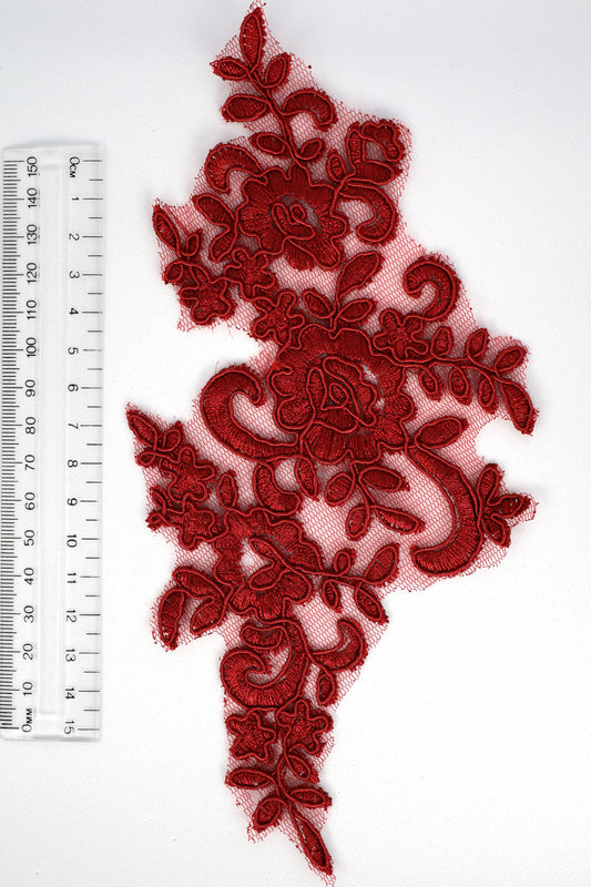 Wine Red - Lola Lace Floral Applique