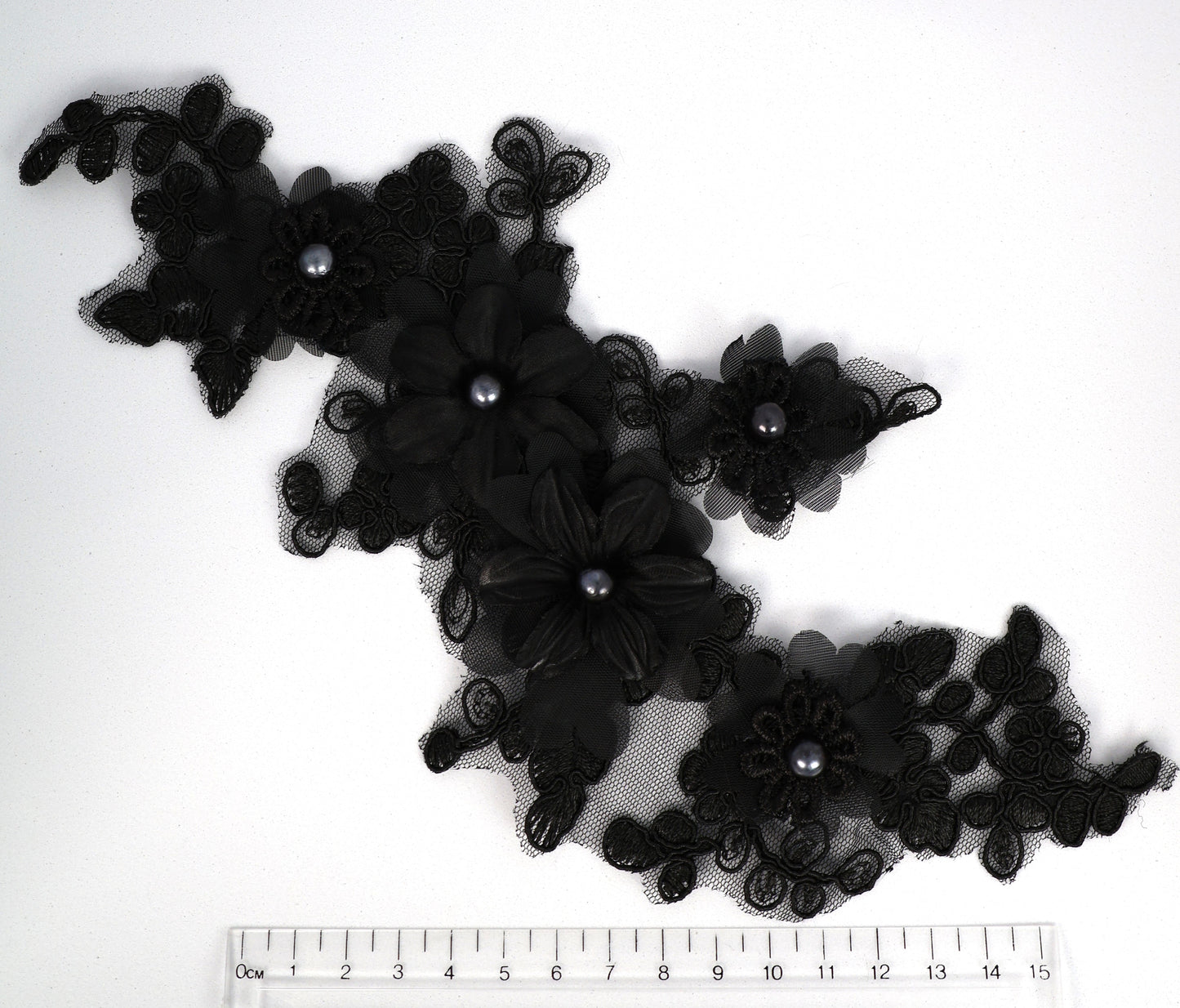 Black - June 3D Flower Lace Applique