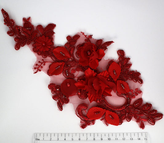 Wine Red - Nova 3D Flower Lace Applique