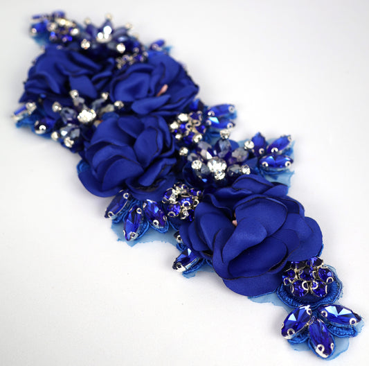 Royal Blue - Odessa 3D Beaded Floral Applique