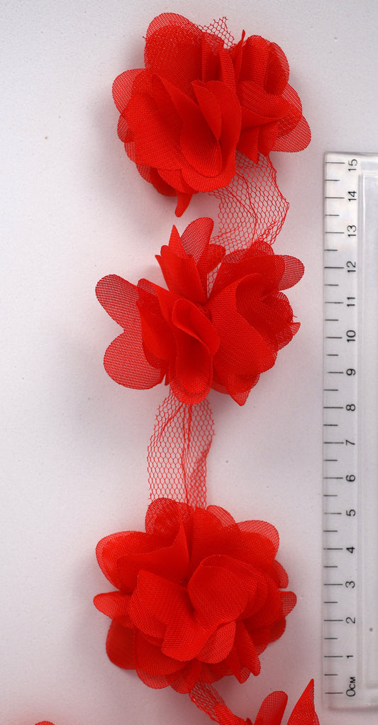 Red - Blossom 3D Flower Applique