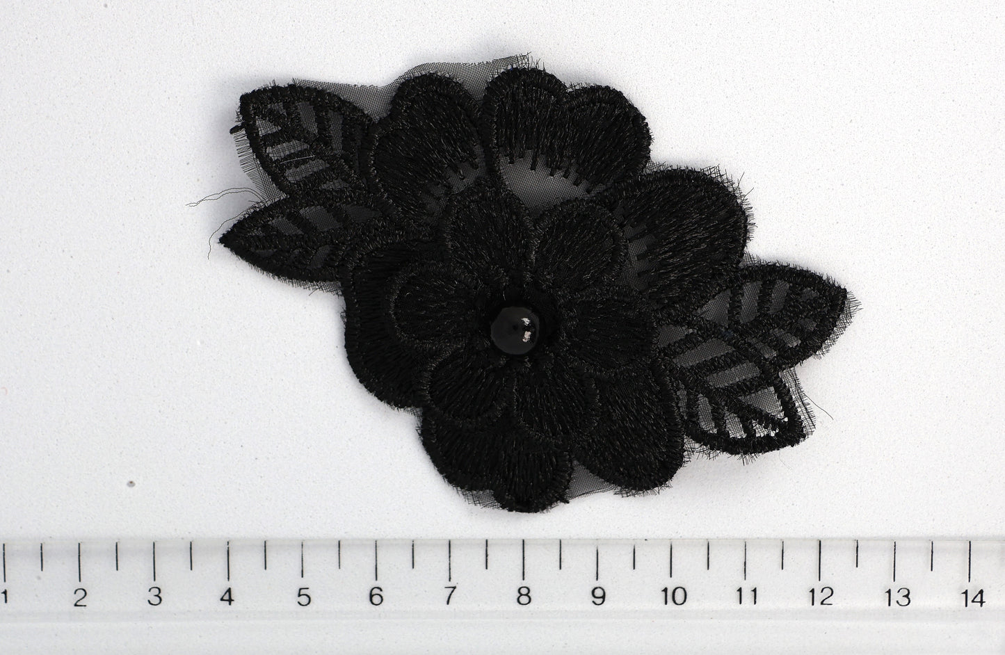 Black - Sophia Embroided Lace Flower Applique