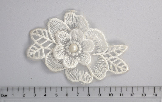 White - Sophia Embroided Lace Flower Applique