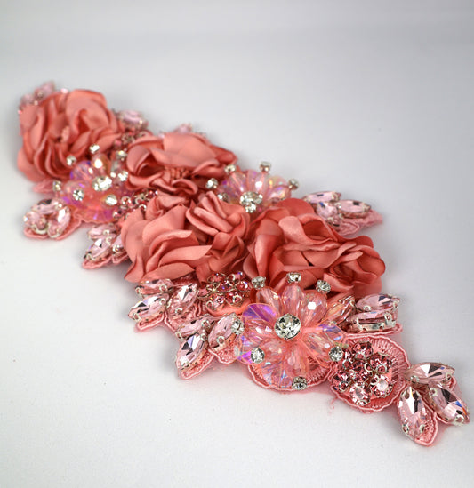 Dusty Pink - Odessa 3D Beaded Floral Applique