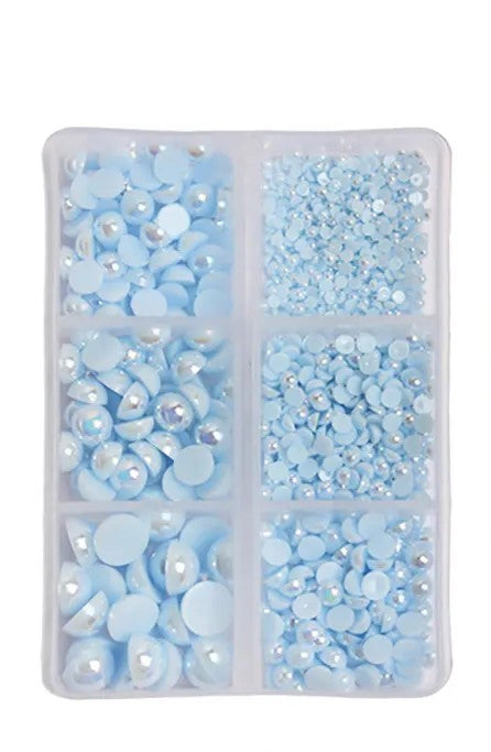 Light Blue AB Half Pearl Grid Pack