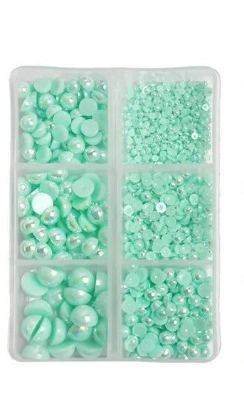 Mint Green AB Half Pearl Grid Pack